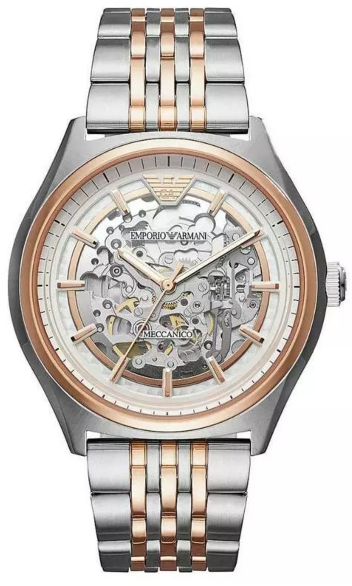 Emporio Armani - Mens Meccanico Two Tone Skeleton Watch Ar60002