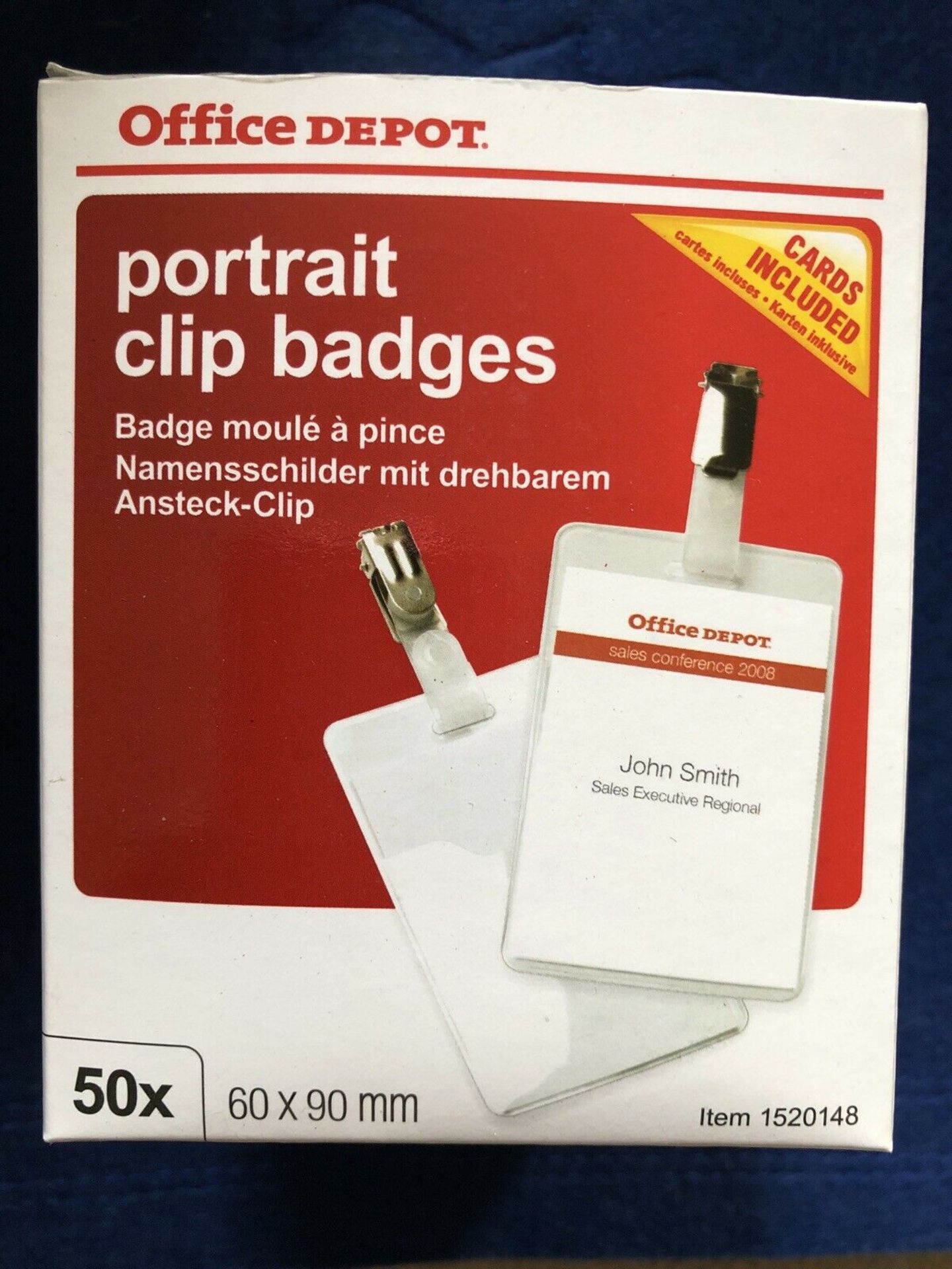 Portrait Clips Id Badge Clear Card Portrait 60Mm X 90Mm 50 Per Pack - 8 Units Per Lot
