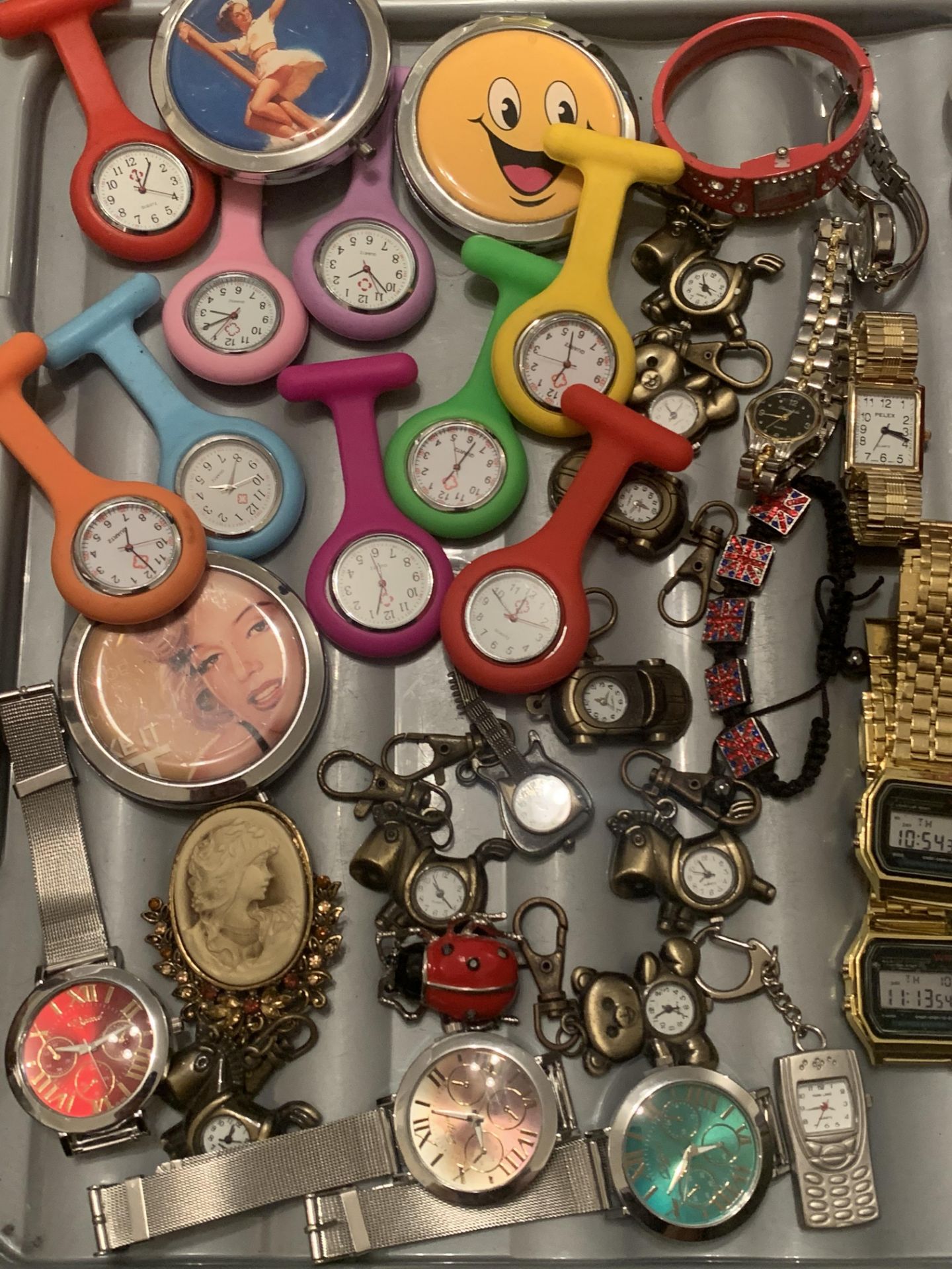 Job Lot Assortment Fob Watch, Key Ring Watch, Bangle Watch, Wristwatches *69