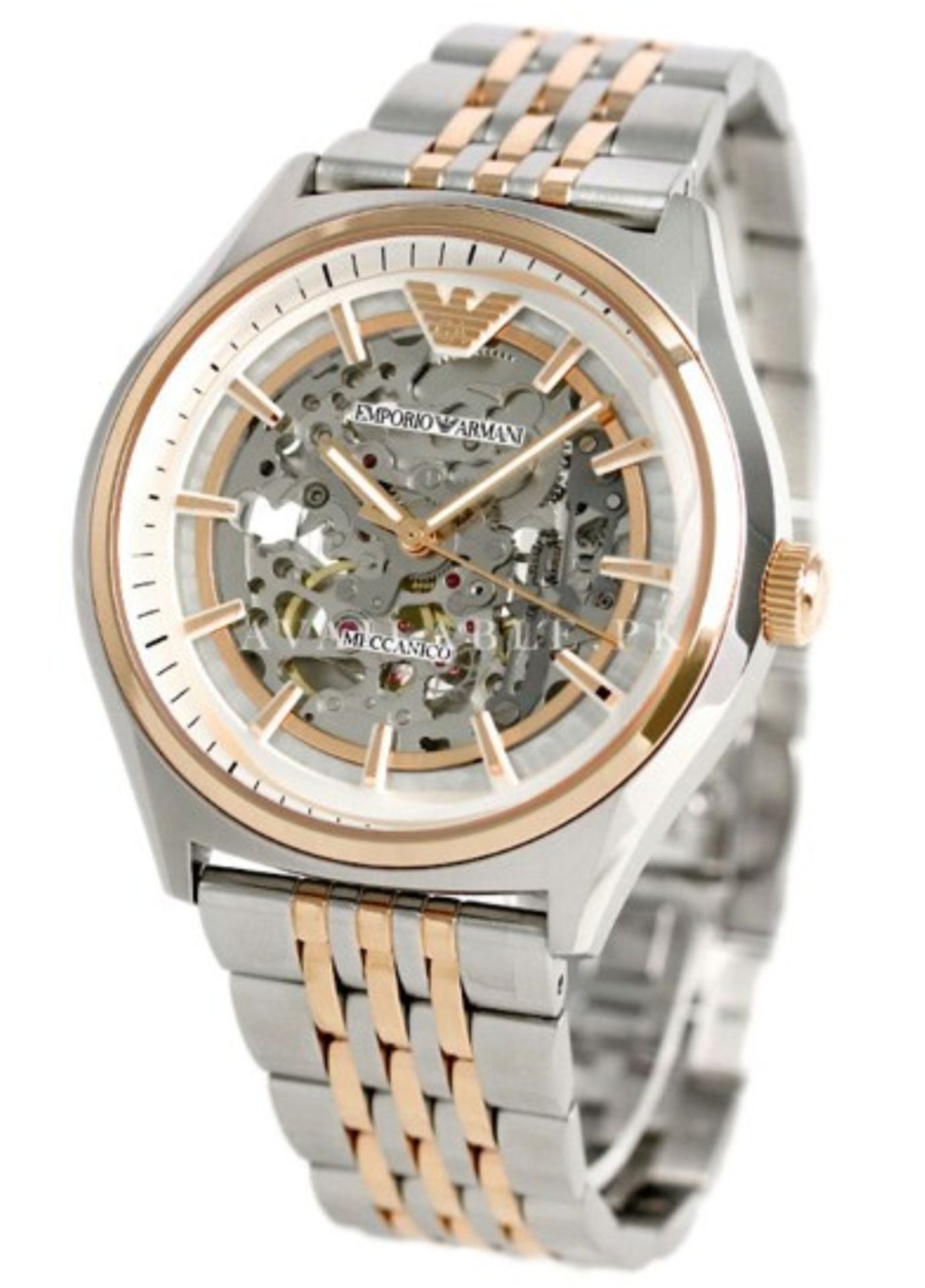 Emporio Armani - Mens Meccanico Two Tone Skeleton Watch Ar60002 - Image 5 of 6