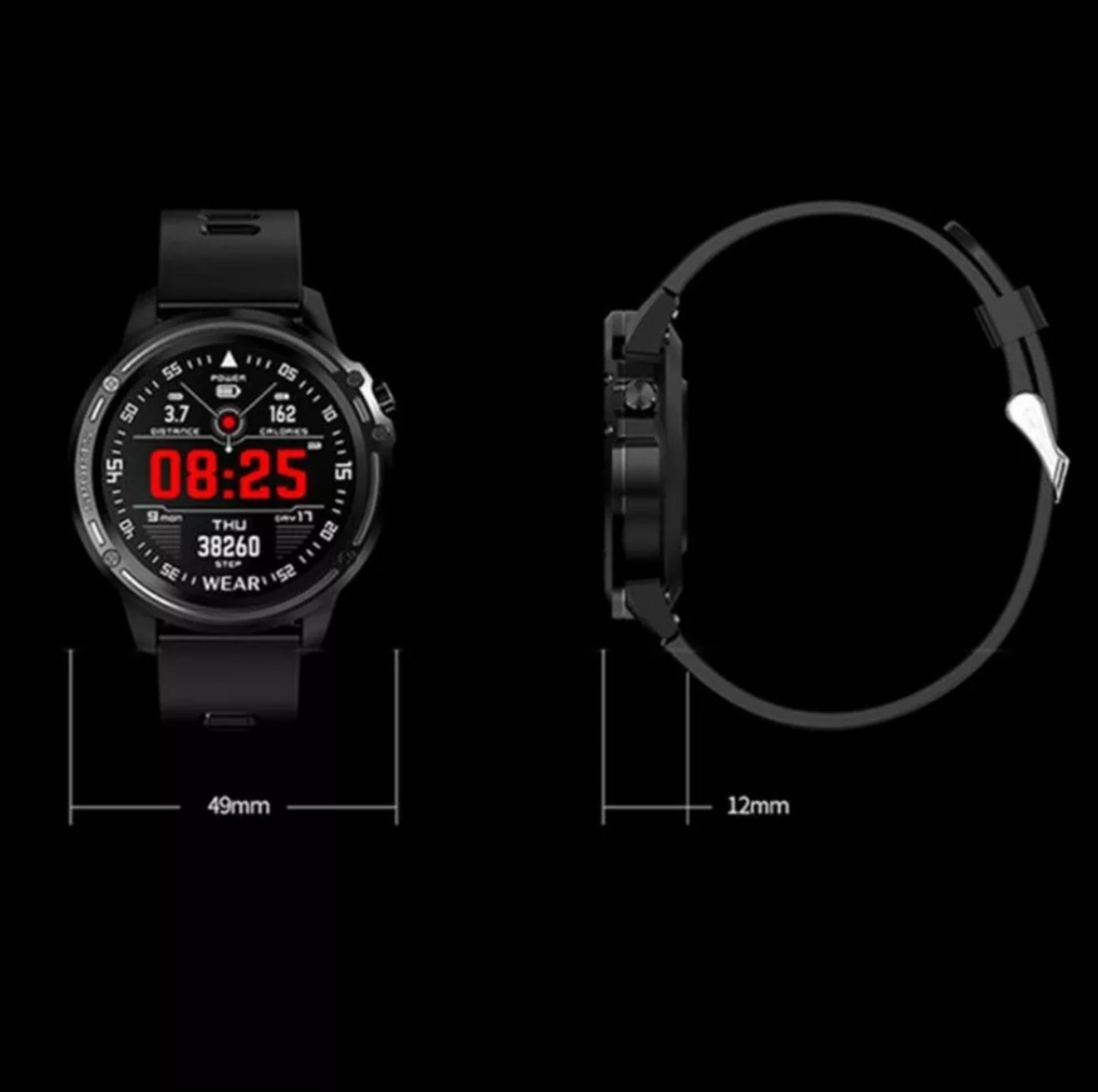 L8 Blood Pressure, Oxygen, Heart Rate Monitor, Bt4.0 Ip68 Smart Watch - Grey/Black Strap - Image 18 of 23