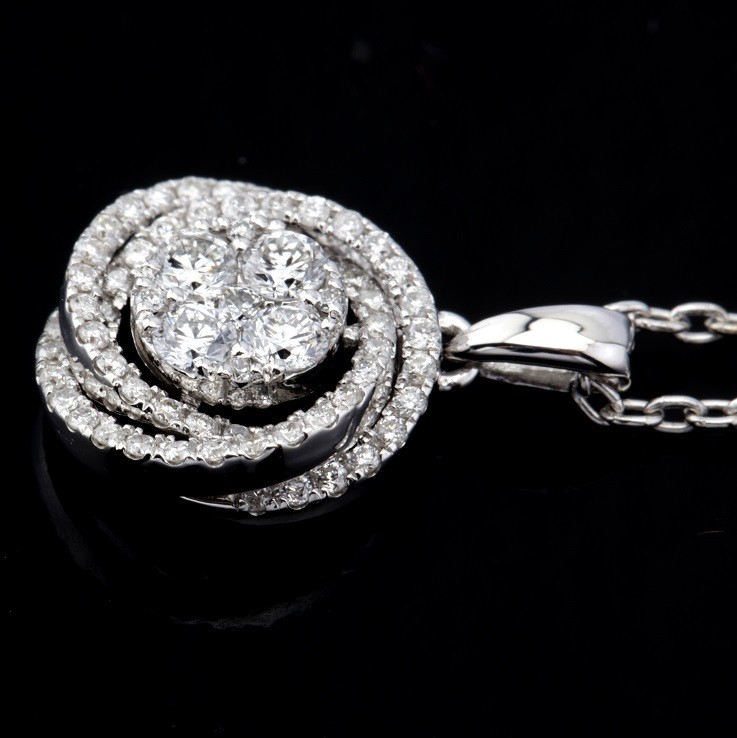 14 kt. White gold - Necklace with pendant - 0.29 ct Diamond - Image 4 of 5