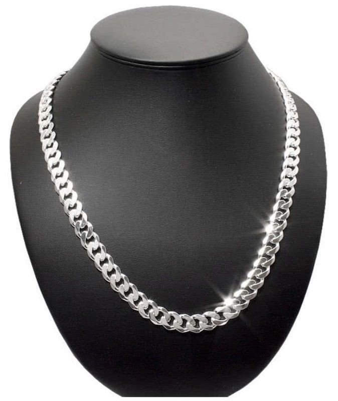 7mm Mens Curb Cuban Link Chain Necklace Pendant 925 Sterling Silver 56GR 28 inch - 70cm