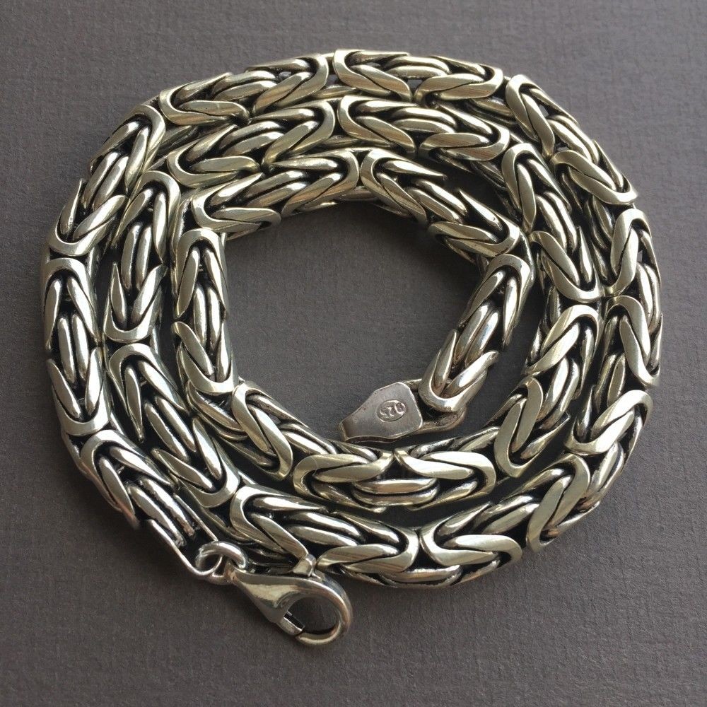 Mens King Byzantine Chain Necklaces Round 8mm 190 GR , 26 inch - 65cm , 925 Silver Sterling - Image 5 of 6