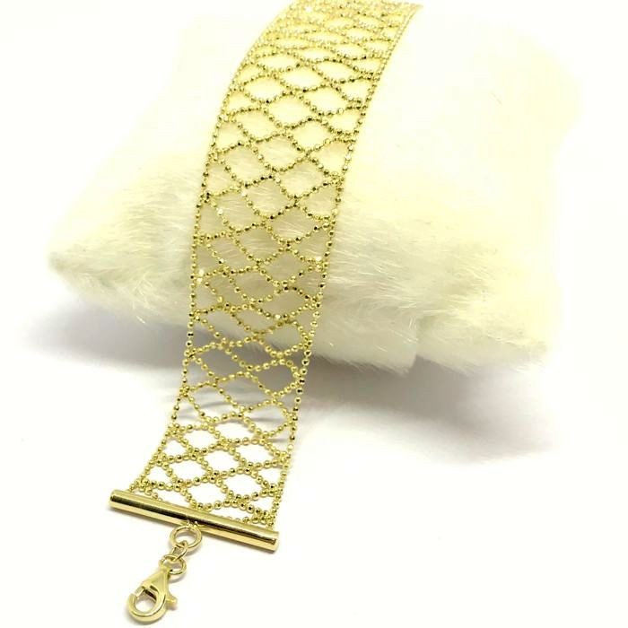 8.3 In (21 cm) Italian Dorica Beads Bracelet. In 14K Yellow Gold