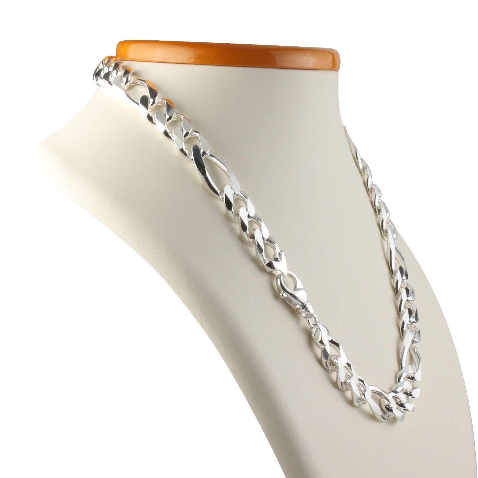 Mens Figaro Hip Hop Chain Necklace Solid 925 Sterling Silver 8mm 65.5 GR 24 inch - 60cm - Image 2 of 2