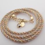 Italian Beat Dorica Necklace. In 14K Tri Colour White Yellow and Rosegold