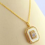 16.5 In (42 cm) Swarovski Zirconia Pendant. In 14K Yellow Gold