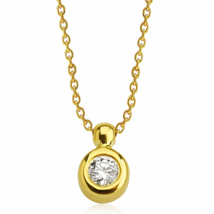 14K Yellow Gold - Diamond Pendant Necklace 0,07 ct - Image 3 of 6