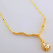18.9 In (48 cm) Swarovski Zirconia Necklace. In 14K Yellow Gold