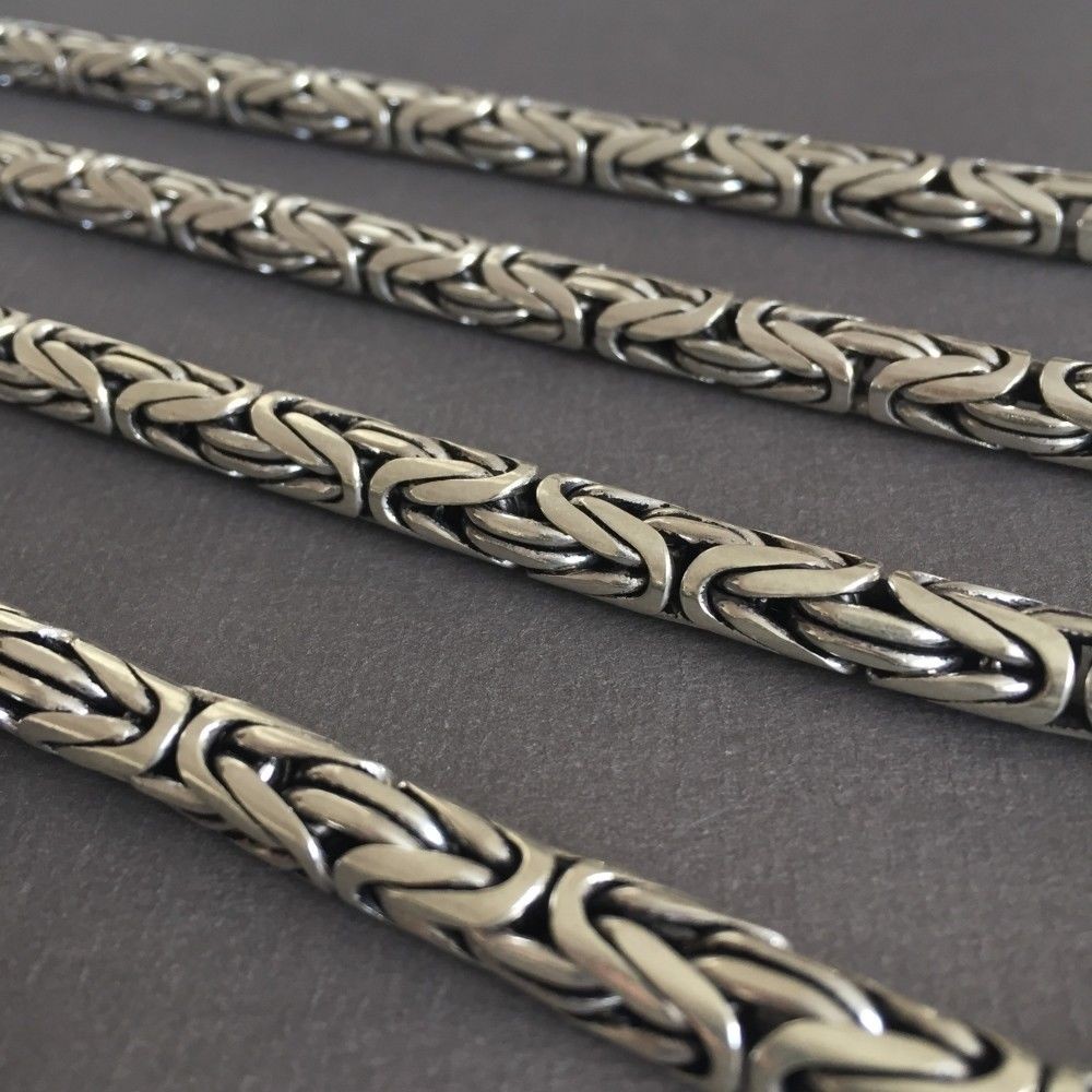 Mens King Byzantine Chain Necklaces Round 8mm 190 GR , 26 inch - 65cm , 925 Silver Sterling - Image 3 of 6