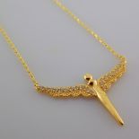 17.3 In (44 cm) Swarovski Zirconia Necklace. In 14K Yellow Gold