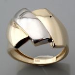 Italian Design Ring. In 14K Yellow and White Gold