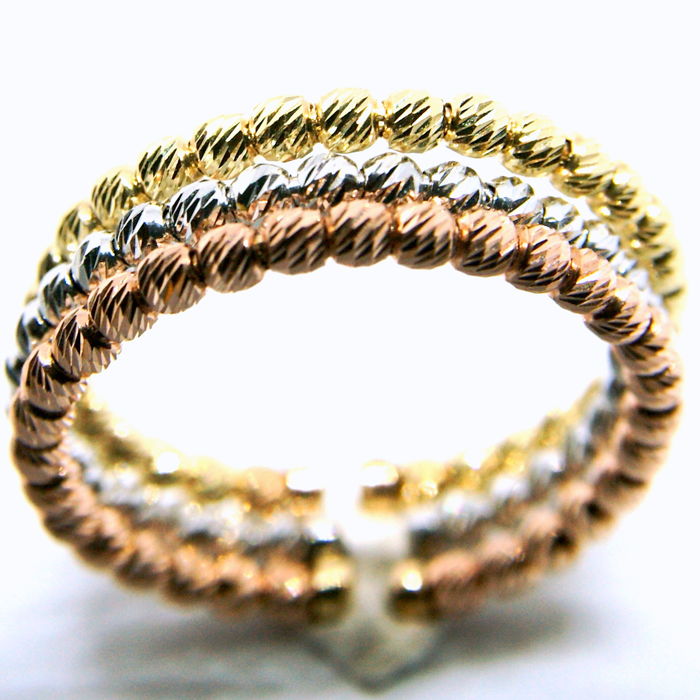 Tri Italian Design Dorica Ring. In 14K Tri Colour White Yellow and Rosegold - Image 2 of 3