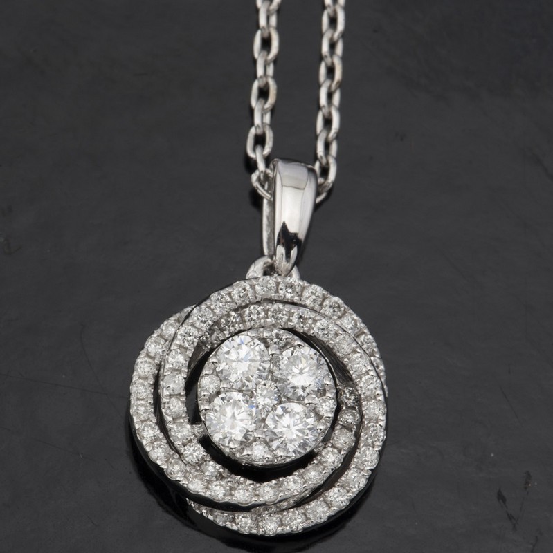 14 kt. White gold - Necklace with pendant - 0.29 ct Diamond - Image 2 of 5