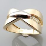 Italian Design Ring. In 14K Yellow and White Gold