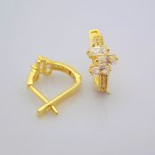 0.4 In (1 cm) Swarovski Zirconia Earring. In 14K Yellow Gold