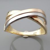 Italian Design Ring. In 14K Tri Colour White Yellow and Rosegold