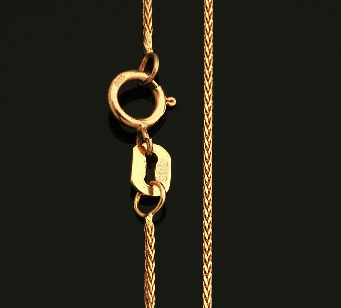 17.7 In (45 cm) Wheat / Spiga Chain Necklace. In 14K White Gold - Image 3 of 4