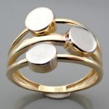 Italian Design Ring. In 14K Yellow and White Gold