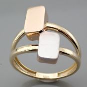 Italian Design Ring. In 14K Tri Colour White Yellow and Rosegold