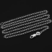 19.7 In (50 cm) Rolo Chain Necklace. In 14K White Gold