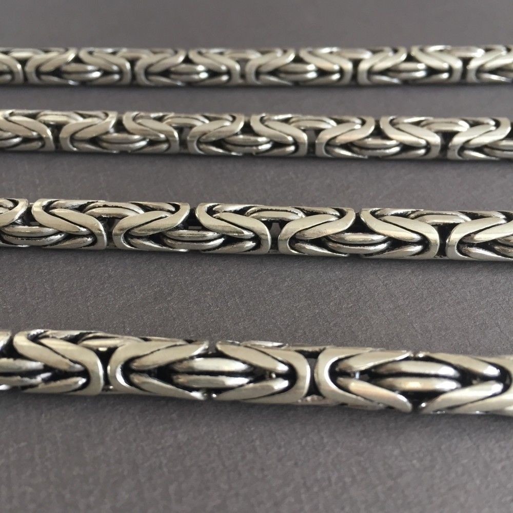 Mens King Byzantine Chain Necklaces Round 8mm 190 GR , 26 inch - 65cm , 925 Silver Sterling - Image 2 of 6