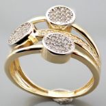Italian Design Swarovski Zirconia Ring. In 14K Yellow and White Gold