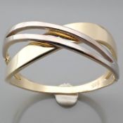 Italian Design Ring. In 14K Yellow and White Gold