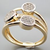 Italian Design Swarovski Zirconia Ring. In 14K Yellow and White Gold