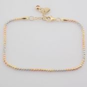 Italian Beat Dorica Bracelet. In 14K Tri Colour White Yellow and Rosegold