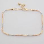 Italian Beat Dorica Bracelet. In 14K Tri Colour White Yellow and Rosegold