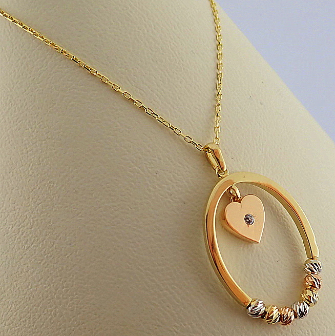 18.5 In (47 cm) Swarovski Zirconia Pendant. In 14K Yellow Gold