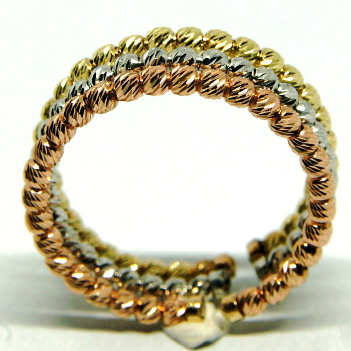 Tri Italian Design Dorica Ring. In 14K Tri Colour White Yellow and Rosegold - Image 3 of 3