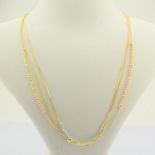 Italian Beat Dorica Necklace. In 14K Tri Colour White Yellow and Rosegold