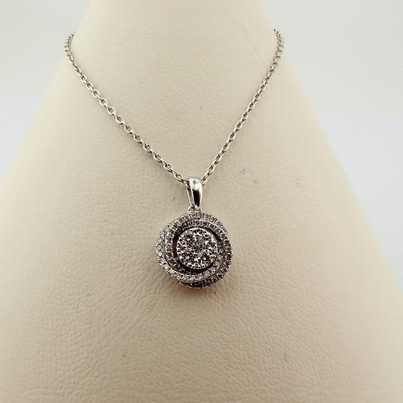 14 kt. White gold - Necklace with pendant - 0.29 ct Diamond - Image 5 of 5