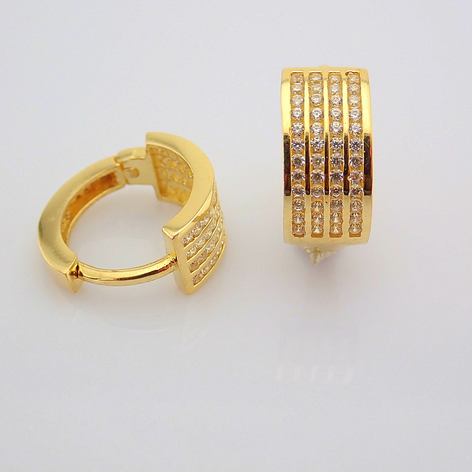 0.5 In (1.3 cm) Swarovski Zirconia Earring. In 14K Yellow Gold