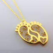 17.3 In (44 cm) Swarovski Zirconia Pendant. In 14K Yellow Gold