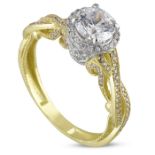 Swarovski Zirconia Solitaire Ring. In 14K Yellow and White Gold