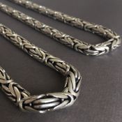 Mens King Byzantine Chain Necklaces Round 8mm 190 GR , 26 inch - 65cm , 925 Silver Sterling