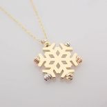 Italian Beat Dorica Snowflake Necklace. In 14K Tri Colour White Yellow and Rosegold