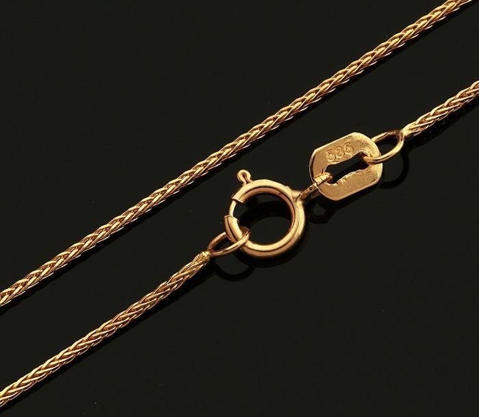 17.7 In (45 cm) Wheat / Spiga Chain Necklace. In 14K White Gold - Image 4 of 4