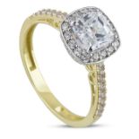 Swarovski Zirconia Solitaire Ring. In 14K Yellow and White Gold