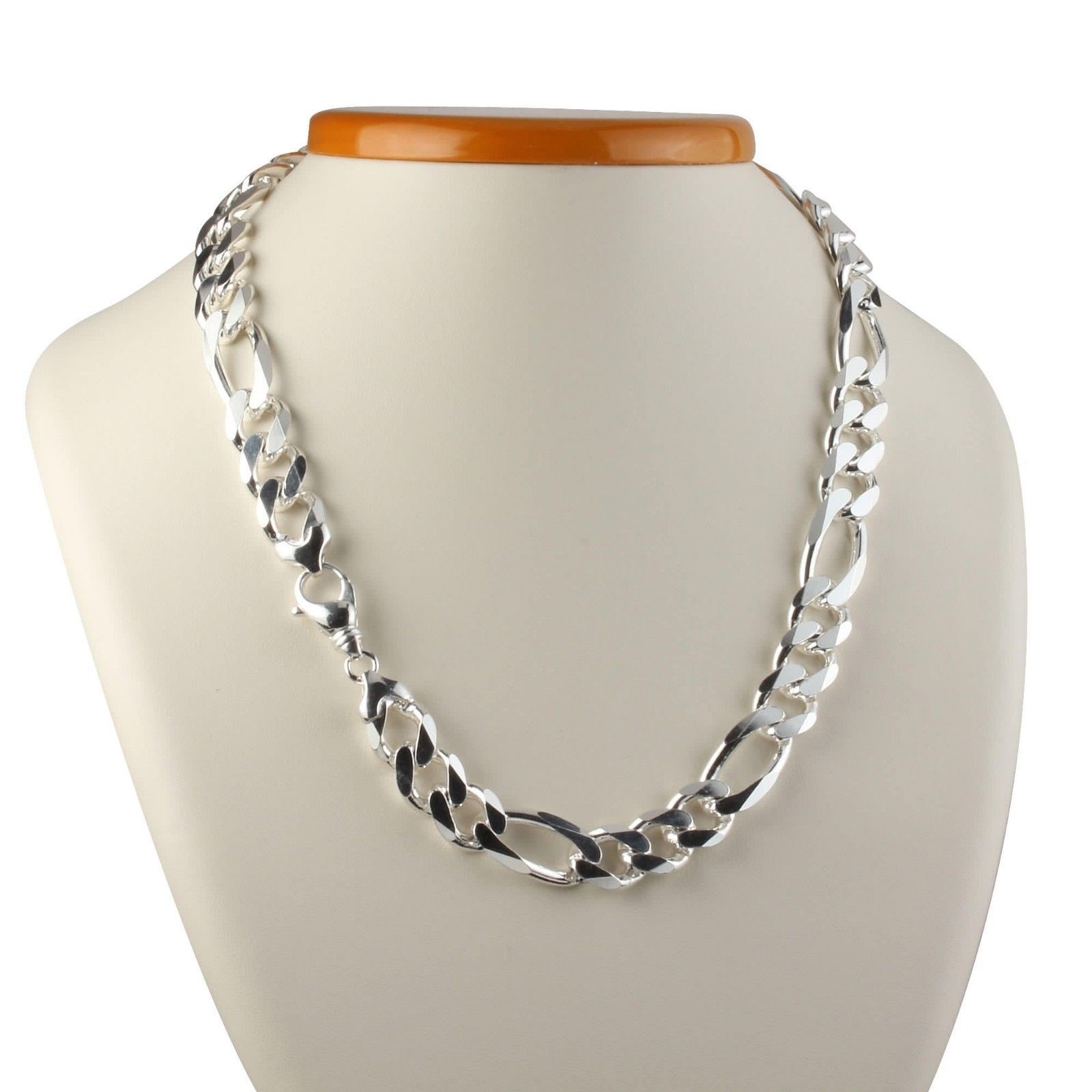 Mens Figaro Hip Hop Chain Necklace Solid 925 Sterling Silver 8mm 70 GR 26 inch - 70 cm - Image 2 of 2