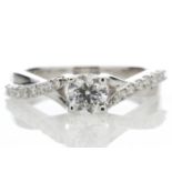 18ct White Gold diamond Ring With Stone Set Shoulders 0.72 Carats