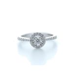 18ct White Gold Single Stone With Halo Setting Ring 0.37 Carats