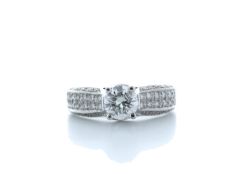 18ct White Gold Single Stone Prong Set With Stone Set Shoulders Diamond Ring 1.28 (0.82) Carats