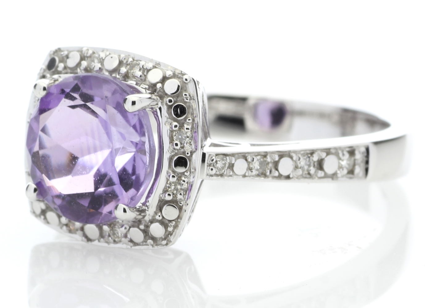 9ct White Gold Amethyst Diamond Ring - Image 2 of 6