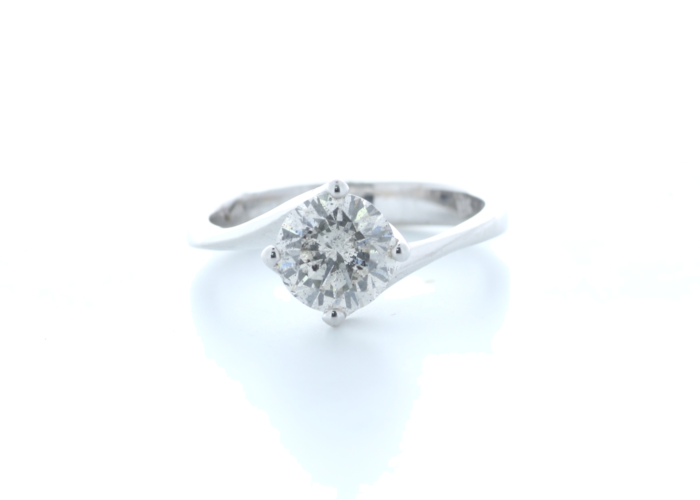 18ct White Gold Single Stone Prong Set Diamond Ring 1.10 Carats