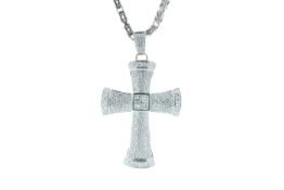 18ct White Gold Diamond Cross Pendant and Chain 5.12 Carats Carats